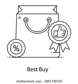 
Handbag with thumbs up inside badge showcasing best buy icon