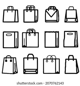 Handbag Tote bag icons set in thin line style. Vector illustration for store icon, web, or other creative design