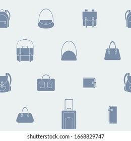 Handbag - Vector background (seamless pattern) of silhouettes bag, backpack, purse, clutch, luggage, suitcase for graphic design