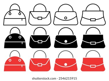 Handbag vector icon collection. vector illustration set.