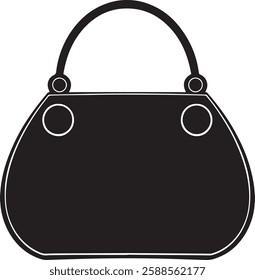 Handbag Vector Illustration, Black and White Purse Outline, Isolated on White