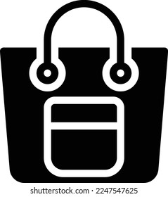 ilustración del vector del bolso de mano en un fondo transparente. Símbolos de calidad superior. Iconos vectoriales de glifos para diseño de conceptos y gráficos. 
