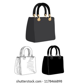 Handbag, Vector, On White Background