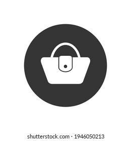 Handbag white icon vector. Simple filled woman handbag sign