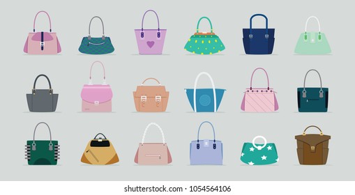 Handbag women vector has a gray background.