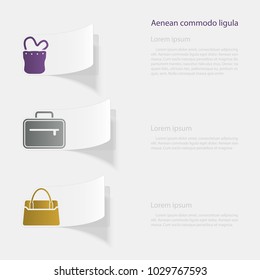Handbags. Flat sticker with shadow on white background. Vector illustration