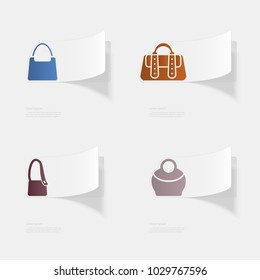 Handbags. Flat sticker with shadow on white background. Vector illustration