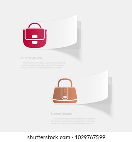 Handbags. Flat sticker with shadow on white background. Vector illustration
