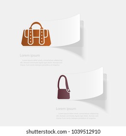 Handbags. Flat sticker with shadow on white background. Vector illustration
