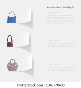 Handbags. Flat sticker with shadow on white background. Vector illustration