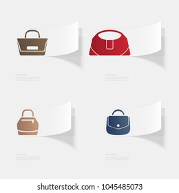 Handbags. Flat sticker with shadow on white background. Vector illustration