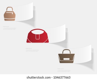Handbags. Flat sticker with shadow on white background. Vector illustration