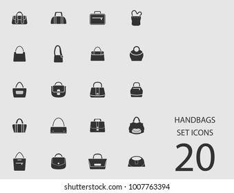 Handbags set of flat icons. Simple vector illustration