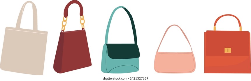 bolsos de mano sobre el vector de fondo blanco