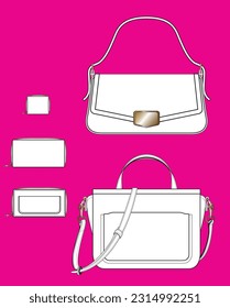 handbags wallet puller vector art design illustration for designer, garment svg