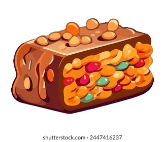Hand-baked sweet cookie with chocolate icing icon isolated