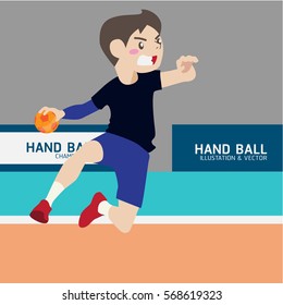 Handball athletic sport vector cartoon illustration set