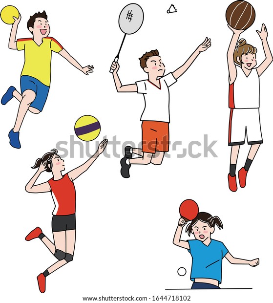 Handball Badminton Basketball Volleyball Table Tennis Stock Vector ...