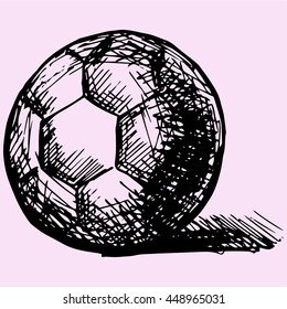 handball ball in front doodle style sketch illustration hand drawn vector