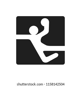 handball black square logo symbol on the white background simple man with ball