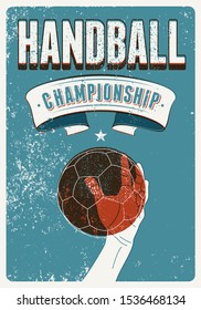 Handball Championship typographical vintage grunge style poster. Retro vector illustration.