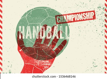 Handball Championship typographical vintage grunge style poster. Retro vector illustration.