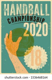 Handball Championship typographical vintage grunge style poster. Retro vector illustration.