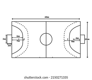 Handball Court Dimensions Vector Illustration Stock Vector (Royalty ...