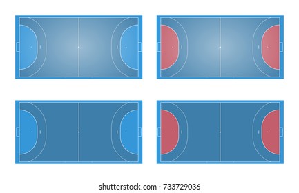 Handball court or field. Set of sport background. Vector illustration isolated on white. EPS10 file format.