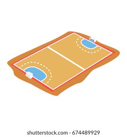 Handball court, playground cartoon vector Illustration