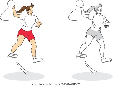 Juego de ilustración de jugador femenino de balonmano