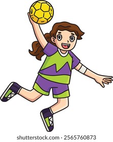 Handball Female Player with a Jump Shot Clipart