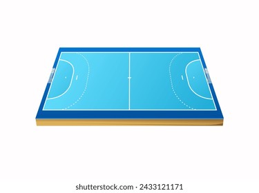 Handballfeld auf weißem Hintergrund. Vektorrealistische 3D-Darstellung