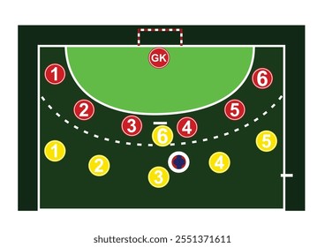 Handball field tactics. vector illustration