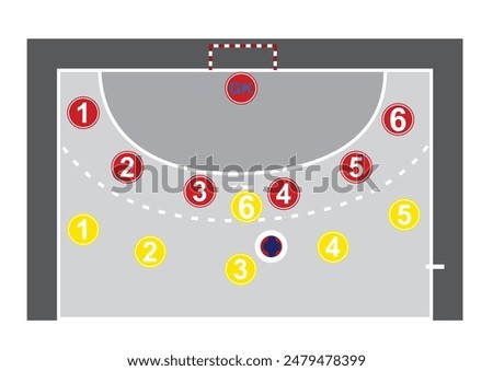 Handball field tactics. vector illustration