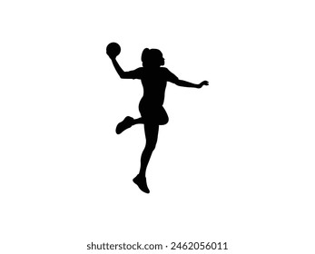 Handball Girl Silhouette icon vector. Handball Girl Silhouette isolated white background. Vector Illustration