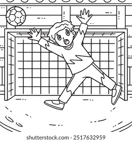 Handball Goalkeeper Block the Ball Coloring Page