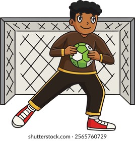 Handball Goalkeeper Blocking Ball Cartoon Clipart