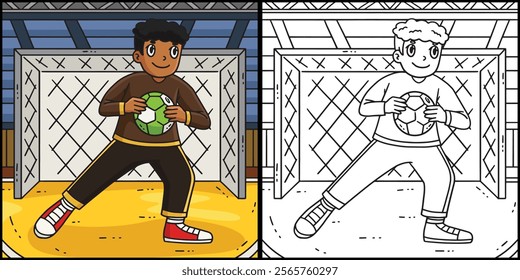 Handball Goalkeeper Blocking the Ball Illustration