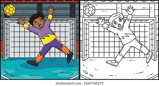 Handball Goalkeeper Blocking the Ball Illustration