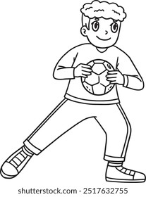 Handball Goalkeeper Holding the Ball Isolated 