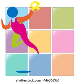 Handball icon in colors illustration