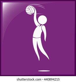 Handball icon on purple background illustration
