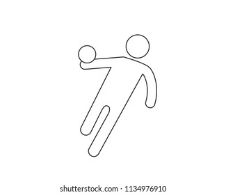 Handball icon, handball player vector web icon isolated on white background, EPS 10,  top view