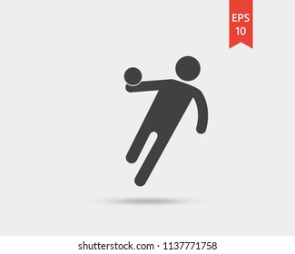 Handball icon, handball player vector web icon isolated on white background, EPS 10, top view