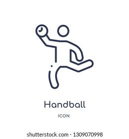 handball icon from sport outline collection. Thin line handball icon isolated on white background.