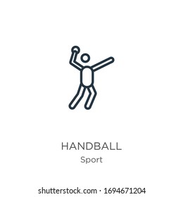 Handball icon. Thin linear handball outline icon isolated on white background from sport collection. Line vector sign, symbol for web and mobile