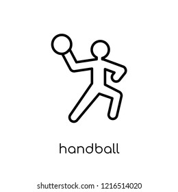 handball icon. Trendy modern flat linear vector handball icon on white background from thin line sport collection, editable outline stroke vector illustration