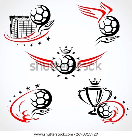 Handball labels and icon set. Collection icons handball. Vector