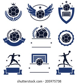 Handball labels and icons set. Vector